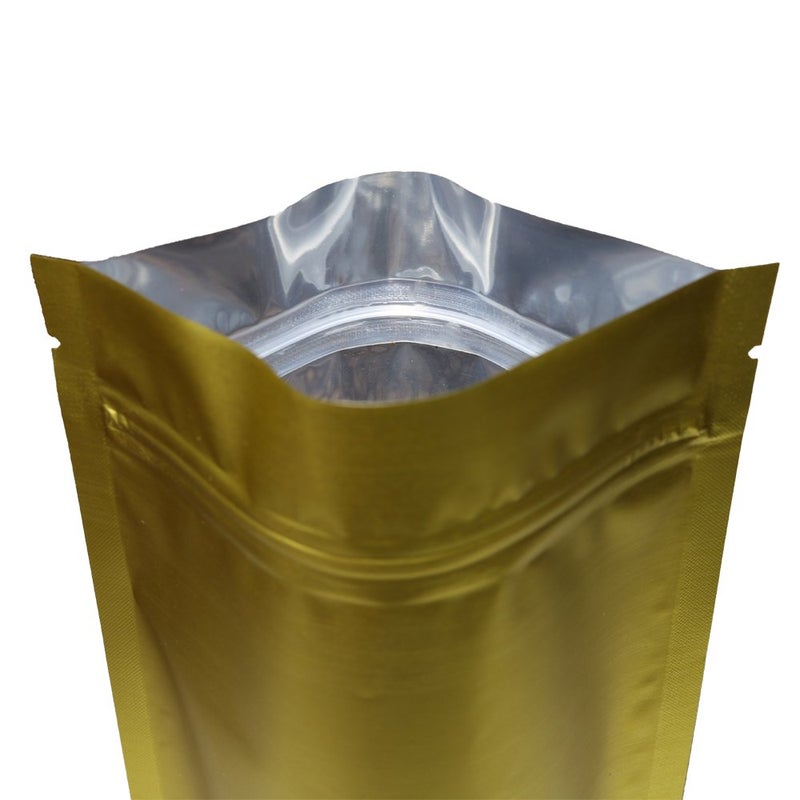 QQ Studio 100PCS Matte Double-Sided Colored Stand-Up Resealable QuickQlickâ„¢ Bags (16x22cm (6.3x8.6"), Gold) - Image 2